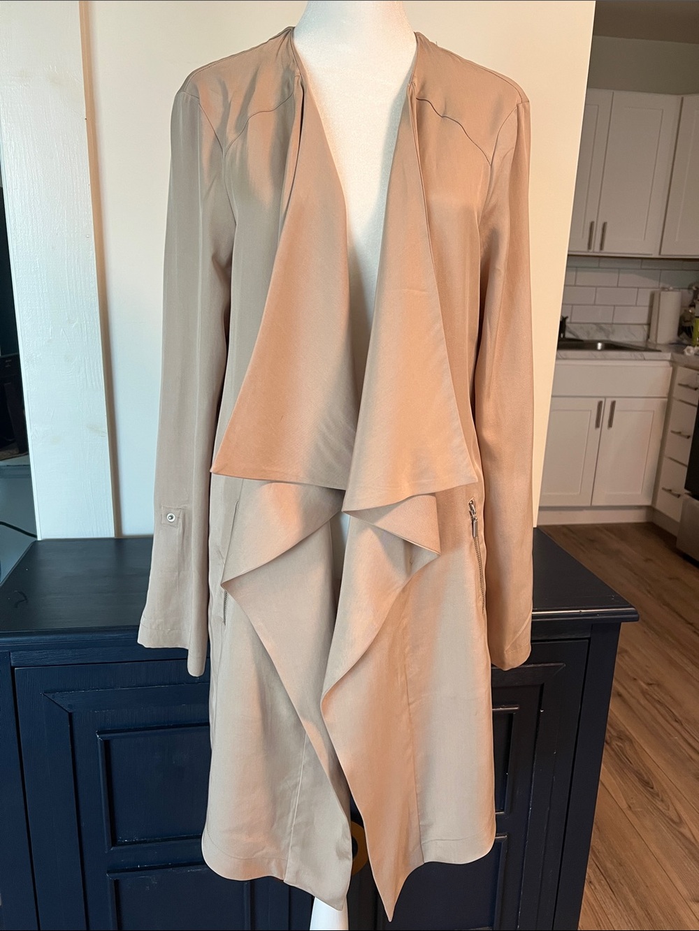 Eliane Rose Women’s Draped Trench Coat in Beige Size M